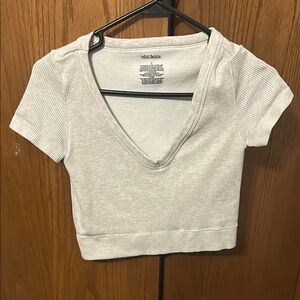 Wild Fable Cream Crop Fitted T-Shirt